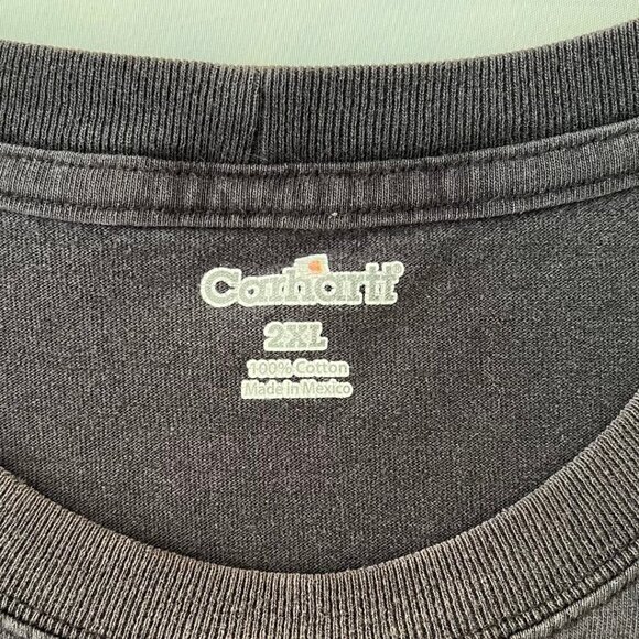 Carhartt 2XL 100% Cotton Front Pocket Faded Black Tee Shirt - Picture 4 of 5